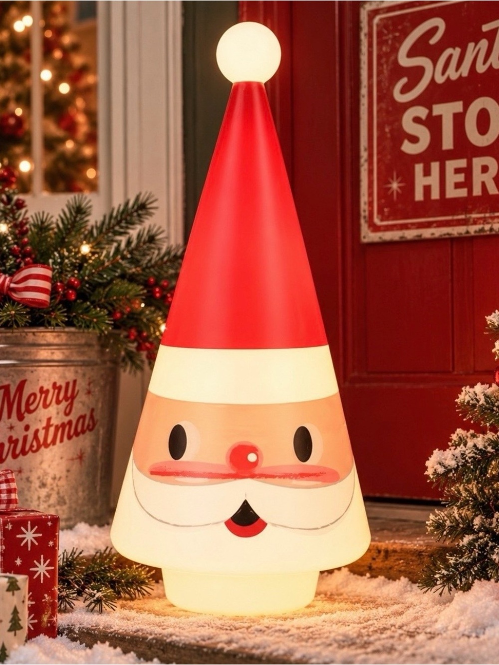 Mr. Christmas 24" Retro Santa Tree Blow Mold Lighted Christmas Decor NEW